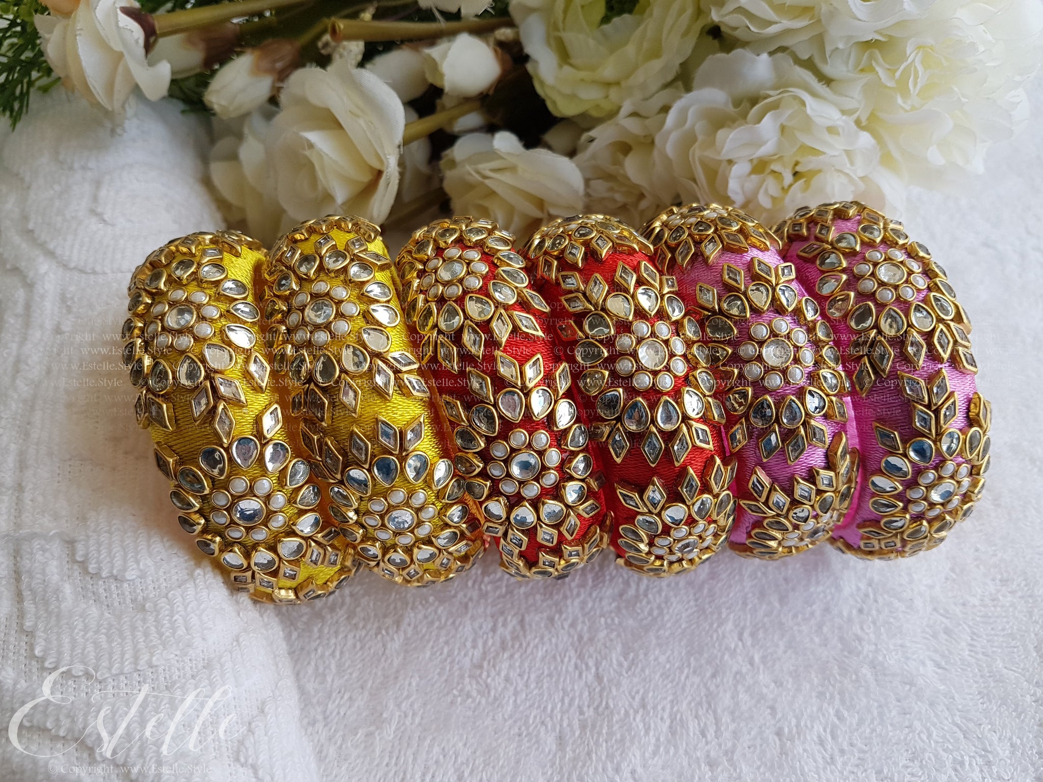 Bespoke Silk Bangle 15mm thick Design 1 Style.Estelle